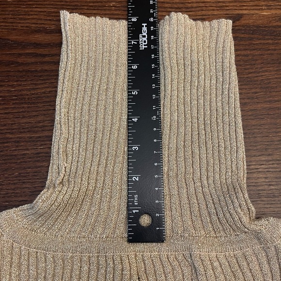 Lisa Original Cotton Blend Long Sleeve Turtleneck Sparkling Gold Sweater - Picture 9 of 10